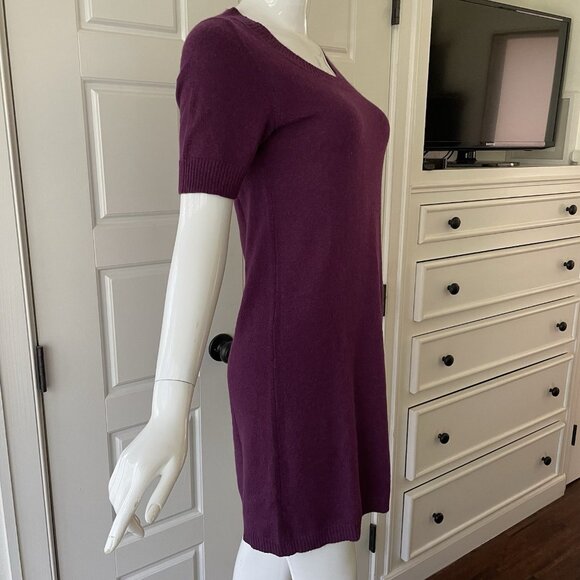 Banana Republic Sweater Dress 100% Cashmere Short Sleeve Mini Plum Size M - Picture 3 of 9